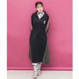 バイカラー異素材 切替ジャージワンピース | ScoLar | 詳細画像2 