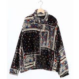 ブラック | ランダムバンダナ柄 双面フランネルブルゾン | ScoLar