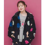 ブラック | カラフルドット柄 双面フランネルブルゾン | ScoLar