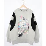 杢グレー | 花×宇宙×アート バイカラー裏起毛プルオーバー | ScoLar