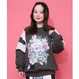チャコールグレー | 花×宇宙×アート バイカラー裏起毛プルオーバー | ScoLar
