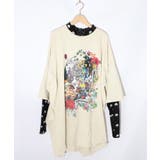 オートミール | ミニ裏毛×起毛レースきのこ柄レイヤード風チュニック | ScoLar