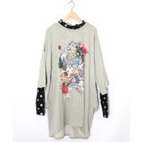 杢グレー | ミニ裏毛×起毛レースきのこ柄レイヤード風チュニック | ScoLar