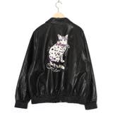 ネコ刺繍フェイクレザー×裏地ブルゾン | ScoLar | 詳細画像14 