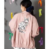 ピンク | ネコ刺繍フェイクレザー×裏地ブルゾン | ScoLar