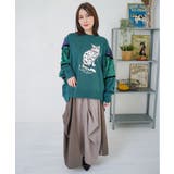 ネコ柄ミニ裏毛×起毛レース配色プルオーバー | ScoLar | 詳細画像1 