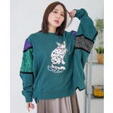 ネコ柄ミニ裏毛×起毛レース配色プルオーバー | ScoLar | 詳細画像2 