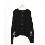 ブラック | 裾蝶刺繍2wayミニ裏毛カーディガン | ScoLar