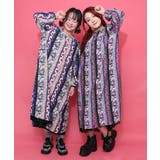 ストライプ総柄前開きシャツワンピース | ScoLar | 詳細画像1 