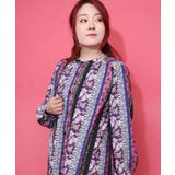 ストライプ総柄前開きシャツワンピース | ScoLar | 詳細画像2 