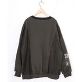 チョーク風柄裏毛×綿ツイル異素材切替カーディガン | ScoLar | 詳細画像10 