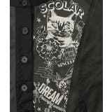 チョーク風柄裏毛×綿ツイル異素材切替カーディガン | ScoLar | 詳細画像11 