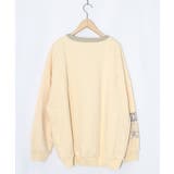 チョーク風柄裏毛×綿ツイル異素材切替カーディガン | ScoLar | 詳細画像12 