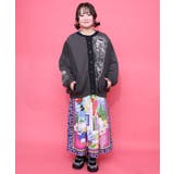 チョーク風柄裏毛×綿ツイル異素材切替カーディガン | ScoLar | 詳細画像1 