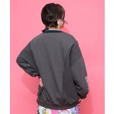 チョーク風柄裏毛×綿ツイル異素材切替カーディガン | ScoLar | 詳細画像4 