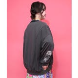 チョーク風柄裏毛×綿ツイル異素材切替カーディガン | ScoLar | 詳細画像6 