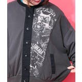 チョーク風柄裏毛×綿ツイル異素材切替カーディガン | ScoLar | 詳細画像7 