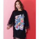 アート柄レース切替チュニック | ScoLar | 詳細画像1 