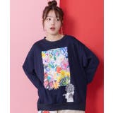 ネイビー | 画家スカラーちゃんキャンバス柄プルオーバー | ScoLar