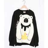 ブラック | くま吉くんとアヒル柄ロンT | ScoLar