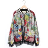 ブラック | レトロスカーフ柄チュール重ねブルゾン | ScoLar