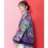 レトロスカーフ柄チュール重ねブルゾン | ScoLar | 詳細画像3 