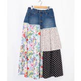 デニム×パッチワーク風 異素材切替2wayスカート | ScoLar | 詳細画像14 