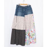 デニム×パッチワーク風 異素材切替2wayスカート | ScoLar | 詳細画像15 