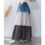 デニム×パッチワーク風 異素材切替2wayスカート | ScoLar | 詳細画像3 