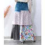 デニム×パッチワーク風 異素材切替2wayスカート | ScoLar | 詳細画像4 