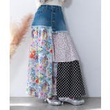 デニム×パッチワーク風 異素材切替2wayスカート | ScoLar | 詳細画像5 