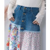 デニム×パッチワーク風 異素材切替2wayスカート | ScoLar | 詳細画像6 