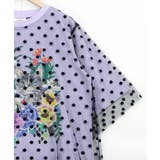 ドットチュール重ね花ネコ柄Tシャツ | ScoLar | 詳細画像15