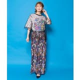 ドットチュール重ね花ネコ柄Tシャツ | ScoLar | 詳細画像1