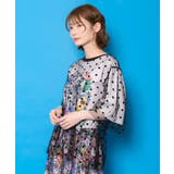ドットチュール重ね花ネコ柄Tシャツ | ScoLar | 詳細画像3