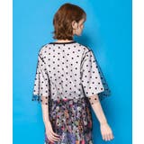 ドットチュール重ね花ネコ柄Tシャツ | ScoLar | 詳細画像4