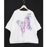 水彩タッチ花蝶プリントTシャツ | ScoLar | 詳細画像8 