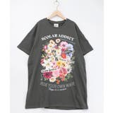 チャコールグレー | ポジティブ花コラージュ柄チュニック | ScoLar