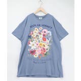 ブルー | ポジティブ花コラージュ柄チュニック | ScoLar