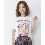 オフホワイト | ポジティブ花コラージュ柄チュニック | ScoLar