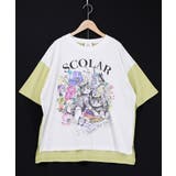 花ネコピクニック柄配色Tシャツ | ScoLar | 詳細画像9