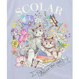 花ネコピクニック柄配色Tシャツ | ScoLar | 詳細画像15
