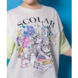 花ネコピクニック柄配色Tシャツ | ScoLar | 詳細画像5