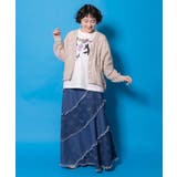 蝶刺繍or配色 スパイラル切替フリンジデニムスカート | ScoLar | 詳細画像2 