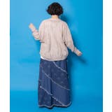 蝶刺繍or配色 スパイラル切替フリンジデニムスカート | ScoLar | 詳細画像6 