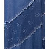 蝶刺繍or配色 スパイラル切替フリンジデニムスカート | ScoLar | 詳細画像9 