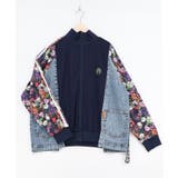 花ネコ柄ジャージ×デニム 異素材切替ブルゾン | ScoLar | 詳細画像10