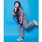 花ネコ柄ジャージ×デニム 異素材切替ブルゾン | ScoLar | 詳細画像1