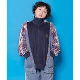 花ネコ柄ジャージ×デニム 異素材切替ブルゾン | ScoLar | 詳細画像2