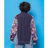 花ネコ柄ジャージ×デニム 異素材切替ブルゾン | ScoLar | 詳細画像4